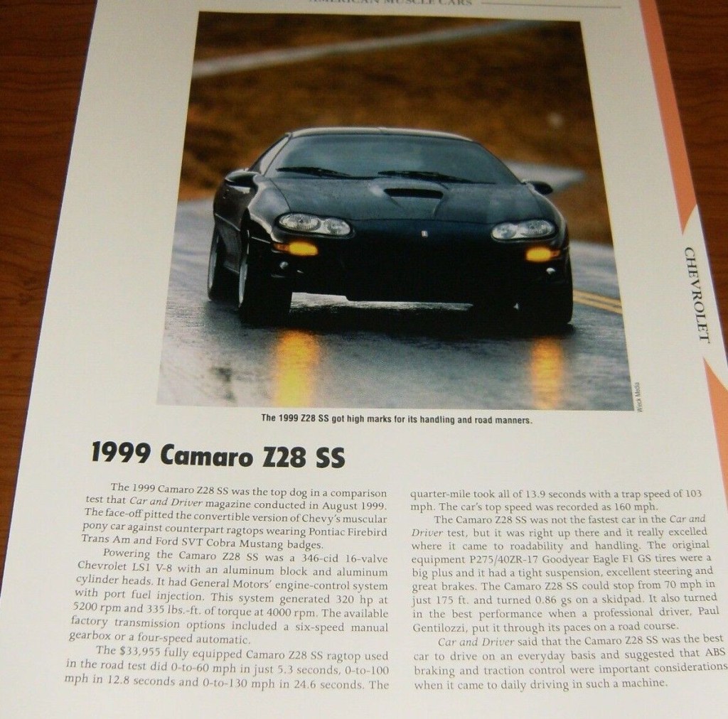 Picture of: ★★ CHEVY CAMARO Z/SS SPECS INFO PHOTO  LS Z/★★