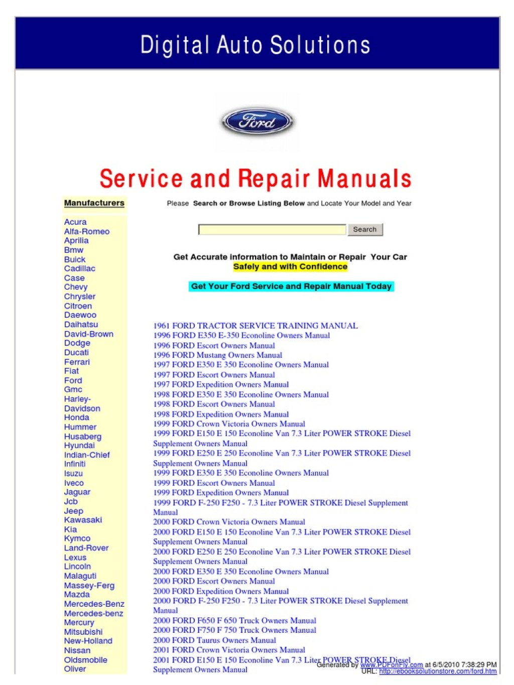 Picture of: Ford Manual Servicio Reparacion  PDF  Ford Motor Company  Ford