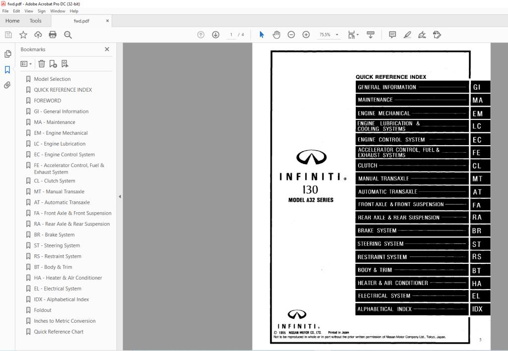 Picture of: Infiniti I  Service Repair Manual – PDF DOWNLOAD